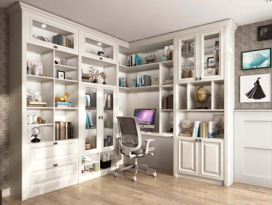 全鋁書柜-01（風格：現代；顏色：暖白橡木）